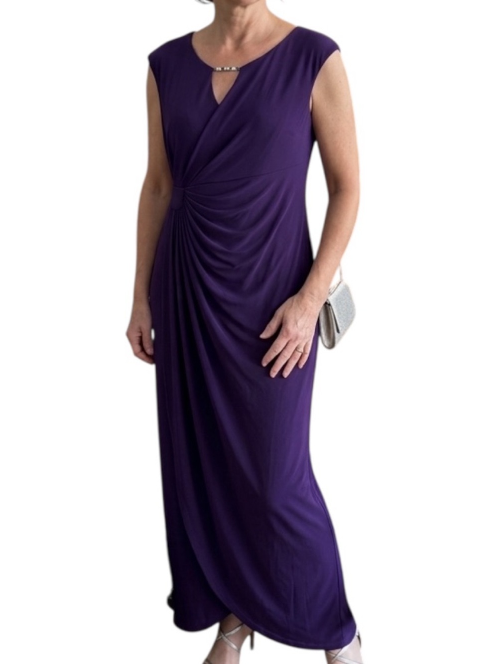 Elegant Purple Draped Maxi Dress